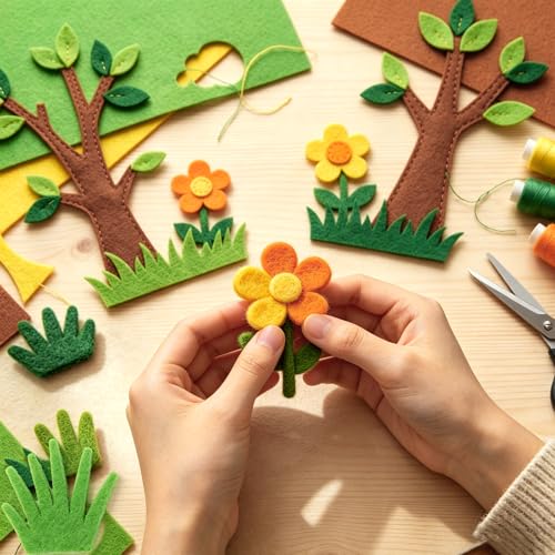 NEBURORA 12 Pcs 2mm Thick Stiff Felt Sheets for Crafts Sewing(Grass Green) - color: Grass Green