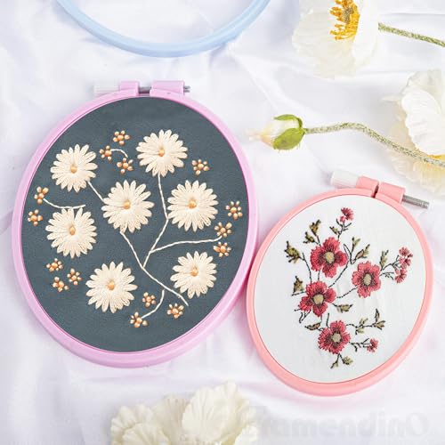 Framendino, 5 Pack Size Oval Embroidery Hoops Cross Stitch Hoop Plastic Frames Rings for DIY Sewing (5 Colors)