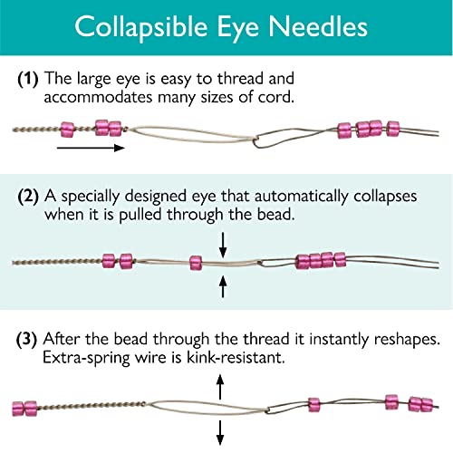 The Beadsmith Basic Elements Collapsible Eye Needles – 2.5 Inch Long – Flexible Twisted Wire – Large Eye, Easy to Thread – 50 Heavy Needles - size: Heavy - 2.5" Long - 50 Needles