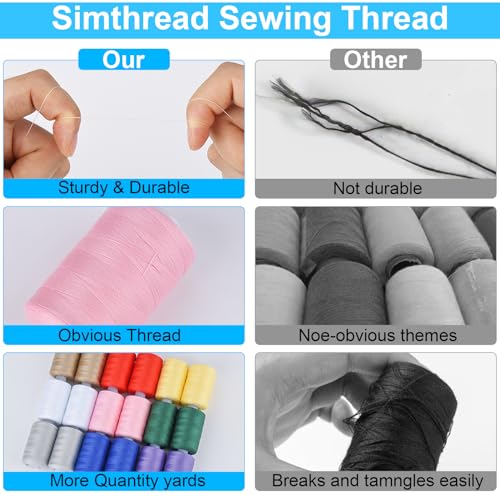 Simthread All Purpose Polyester Thread, 4 Spools 1000 Yards Each for Sewing Machine, Hand Stitching, Quilting, Serger - Beginner Supplies (Gray) - color: Gray