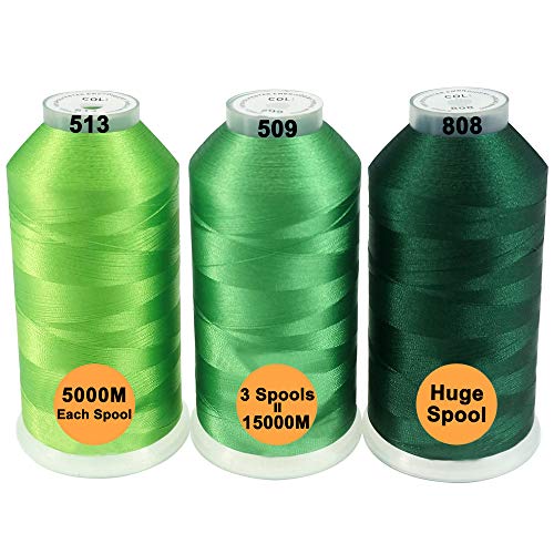 New brothread Huge Spools Embroidery Machine Thread -Different Greens - color: 3xDIFFERENT GREENS