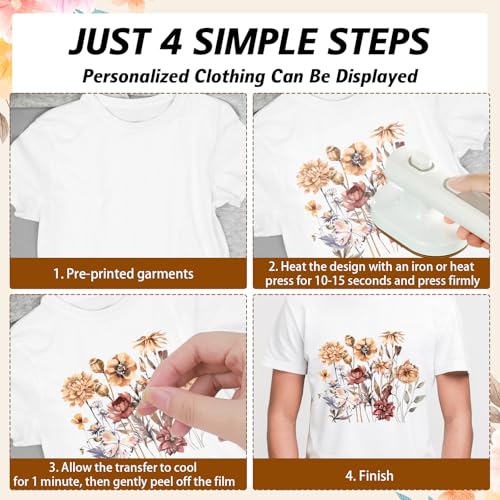 Rngmsi 12 Pcs Boho Flower DTF Transfers Ready to Press Iron on Patches - style: Boho Flower
