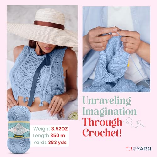 Yarn for Crocheting & Knitting - 2 Skeins (2x383 Yds) (105350 - Blue Freesia) Crochet Yarn - 100% Microfiber Acrylic Yarn - Knitting Yarn for Craft Projects - color: 105350 - Blue Freesia, size: 2 Skein
