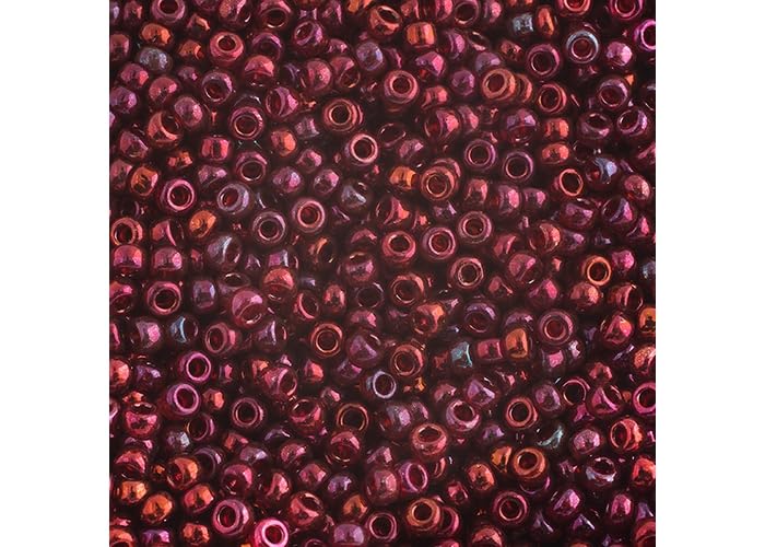 Miyuki Japanese Glass Seed Beads 22gms 11/0 in Burgundy Gold Luster - color: Burgundy Gold Luster