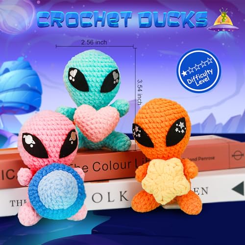 ekaus Crochet Kit for Beginners, Crochet Kit with Step-by-Step Video Tutorials, Crochet DIY Knitting Supplies for Adults, Crochet Aliens(45%+ Yarn) - color: Crochet Aliens