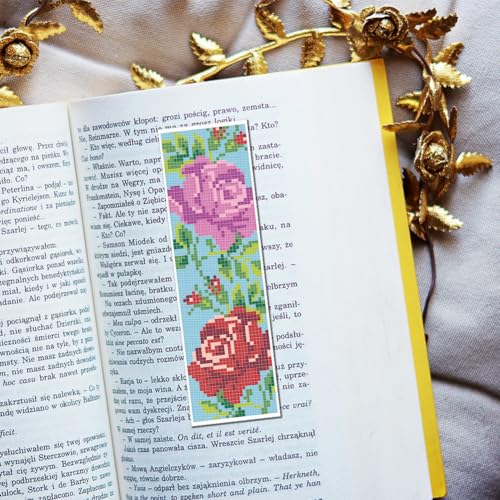 FREEBLOSS 6 Set Stamped Cross Stitch Bookmark Kit Flowers Pattern Cross Stitch Bookmarks DIY Bookmarks Cross Stitch Kits for Beginners Embroidery Bookmarks DIY Kits for Adults - style: Light Flowers