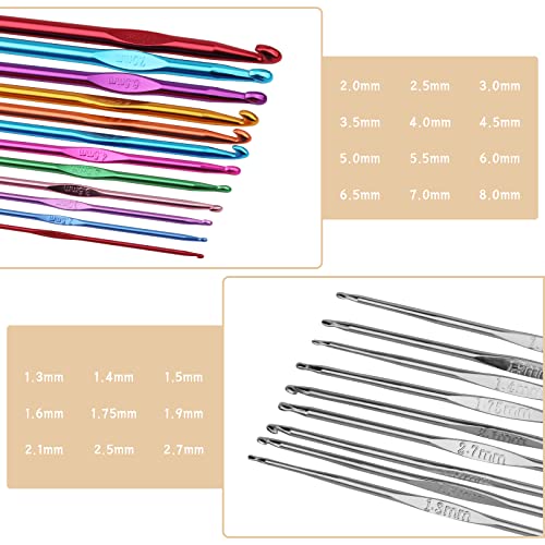 48 Pcs Crochet Hooks Set, 21 Sizes Ergonomic Knitting Needles with Case - size: 48 PCS