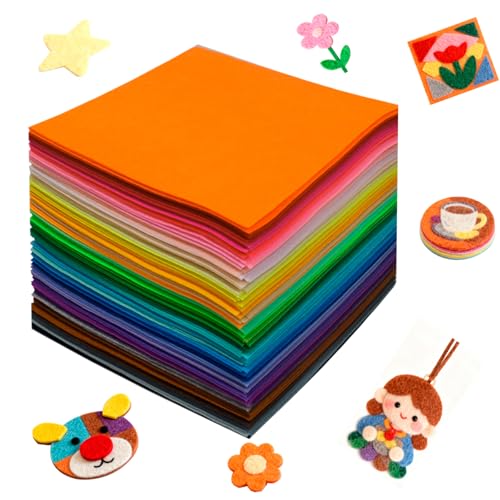 120 Pcs Craft Felt Sheets, 40 Colors 4 x4 Inch Felt Fabric DIY Crafts