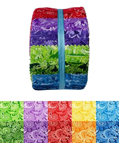 100% Cotton Quilting Fabric Jelly Roll Fabric-Paisley Floral - color: Paisley