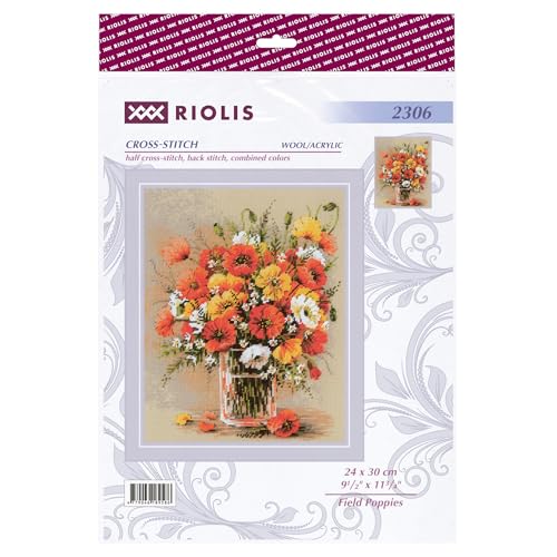 RIOLIS 2306 Field Poppies Counted Cross Stitch Kit 9.5 x 11.75 in - style: Field Poppies 2306