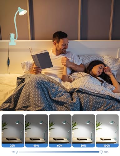 Clip on Light USB Reading Light, Eye Care Dimmable Reading Lamp Teal - color: Teal