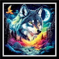 Fanxvivy Counted Cross Stitch Kits for Adults 11CT Unprinted Cross-Stitch Patterns Embroidery Kits Easy Cross Stitching Needlepoint Kits&Abstract Wolf Forest 18x18 inch - color: DIY-craft04