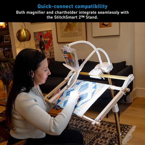 Daylight StitchSmart 2 Magnifier & Chartholder (Accessories Only)–Adjustable Embroidery Frame Support with LED Magnifier Lamp, 360° Rotation, 95+ CRI Lighting, Flexible Arms (Doesn't' Include Stand) - color: Stitchsmart Stand Accessory