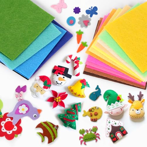 42 pcs Felt Fabric Sheet 4"x4" Assorted Color DIY Craft Squares Nonwoven 1mm Thick