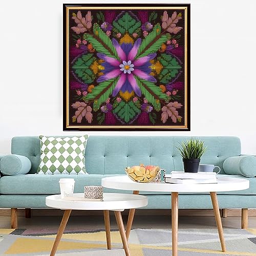 Redxing Stamped Cross Stitch Kits Embroidery kit for Beginners Adults Full Range of Embroidery Patterns Starter Kits DIY Printed Cross Stitch Kits Needlepoint Kits 11CT-Magic Flower 17.7x17.7 inch - color: Style 40