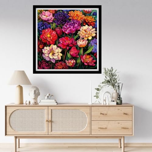 Fanxvivy Counted Cross Stitch Kits for Adults 11CT Unprinted Cross-Stitch Patterns Embroidery Kits Easy Cross Stitching Needlepoint Kits-Colorful Flowers 18x18 inch - color: DIYcraft07