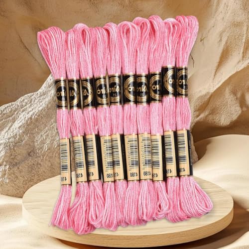 10 Skeins 87.5 Yards 6 Ply Variegated Hot Pink Embroidery Thread Segment Dyed Cross Stitch Floss Gradient Friendship Bracelet String Yarn Bulk for Sewing Making Jewelry Needlecraft Knitting - color: Hot Pink