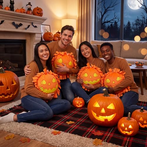 Weysat 6 Sets Halloween Pumpkin Tied Pillow Craft Kit Jack-O'-Lantern DIY Pillow Craft Gifts with Pumpkin for Halloween Home Decorative Couch Sofa Classroom Giveaways - style: Halloween Pumpkin