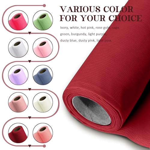 Horbaunal Burgundy Chiffon Fabric by The Yard, 5 Yard Precut Sheer Fabric - color: Burgundy, size: 5 Yards