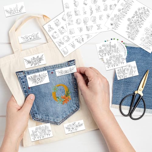 Flower Letter Embroidery Patterns, Water Soluble Stick and Stitch Paper - style: Letter975