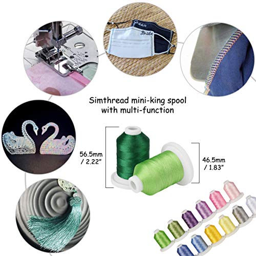 Simthread Embroidery Thread 800 Yards Snap Spools 108 Madeira Colors, Compatible with Brother Babylock Janome Singer Husqvarna Embroidery and Sewing Machine - color: Simthread 108 Colors