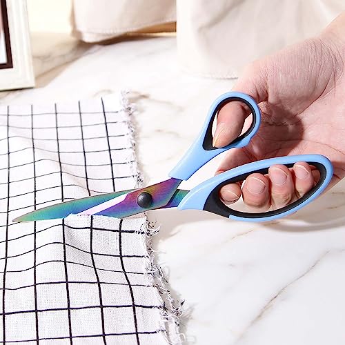Scissors All Purpose, Sharp Titanium Blades Shears, Rubber Comfort Grip Handle, Multipurpose scissors 3 pack, Great for Office, Fabric, Craft, Sewing, Arts, School and Home Supplies, Black&Blue - color: Blue&black