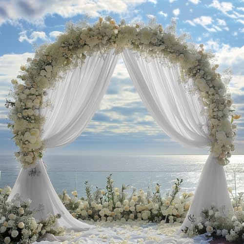 Wedding Arch Draping Fabric 1 Panel White Sheer Backdrop Drapes - color: White, size: 1 Panel