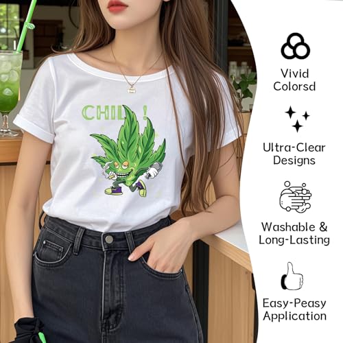 Dazoratix Weed Iron on Transfers - 30 PCs Pot Leaf Ready to Press Heat Transfer Stickers Green Planrt Decals for T-Shirts Clothing Hat Appliques Clothes Decorations DIY Crafts Pillow Washable Patches - size: 30 Sheets, style: Weed