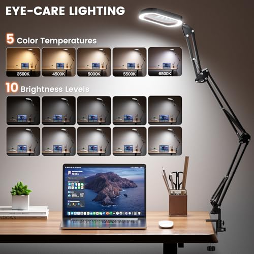 10X Rectangle Magnifying Lamp, Large Magnifying Light with 5 Color Modes - color: Black