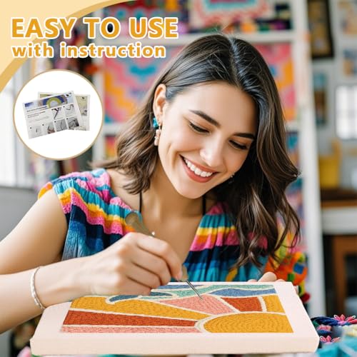 Doodlream Sun and Ocean DIY Punch Needle Embroidery Kit for Adult Beginner - color: Sun and Ocean