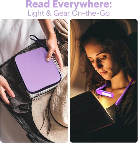 Neck Light with Storage Case, 3 Colors Dimmable Reading Light - color: Dark Purple Light with Storage Case