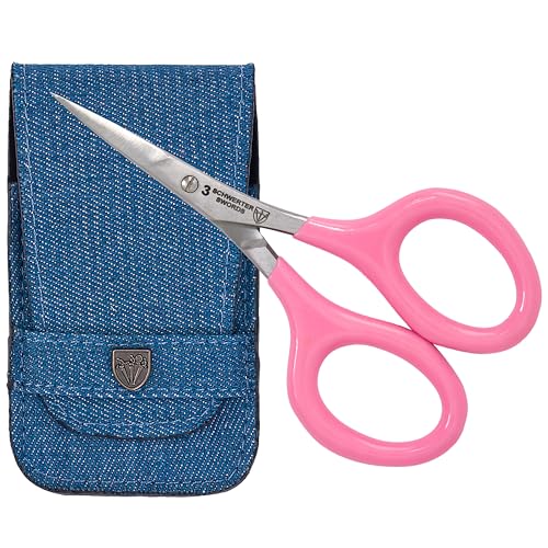 3 Swords Germany - Embroidery Scissors, Shears for Art Work, Daily Use in Household, Sewing, Art Work, Craft with Synthetic Leather case - pink/blue - color: Pink/Blue
