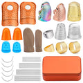 Mnuizu Sewing Thimble Set Thimble Ring, Adjustable Metal Finger Protectors