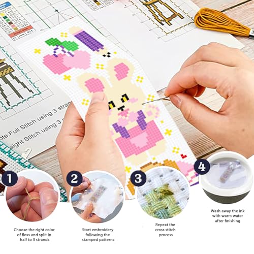 ORIGACH 6 Set Cartoon Animal & Reading Elements Cross Stitch Bookmark Kit - style: Cartoon Animal & Reading Elements