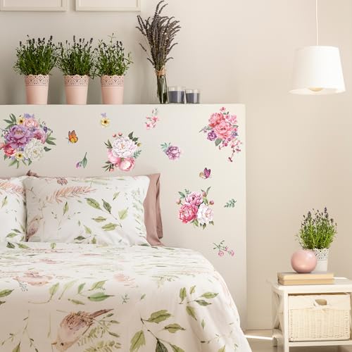 Joeyan Floral Rub On Transfers for Furniture and Crafts,2 Large Sheets - style: Pink and Purple Peony