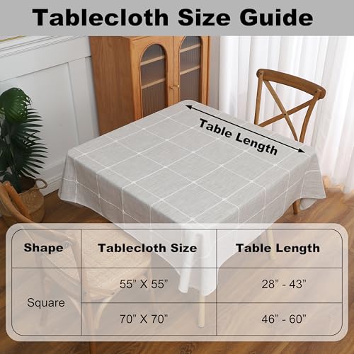 Gernaice Plaid Square Tablecloth Checkered Table Cloth 70" x 70" Brown - color: Brown, size: 70" x 70" (Square)