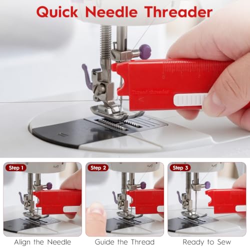 Sewing Machine Needle Threader, 5 in 1 Automatic Quick Threading Tool, Multifunctional Stitch Insertion Seam Guide with Seam Rippers for Quilting Alterations Tailoring(2 Pack,Red/Blue) - color: Red/Blue