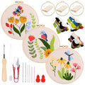 Woohome Punch Needle Kit Included Plastic Hoops, Punch Needle Cloth, Color Yarn and Punch Needle Tools for Adults, Beginners (Butterfly, Dragonfly and Bird) - color: Color 33