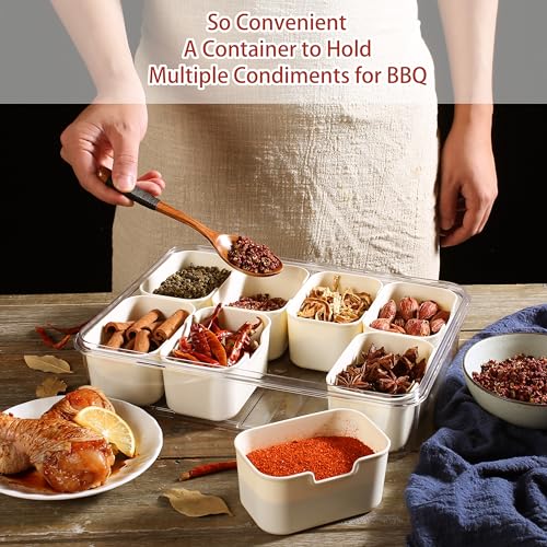 Bandesun Divided Serving Tray with Lid and Handle - Snackle Box Charcuterie Container for Portable Snack Platters - Clear Organizer for Candy, Fruits, Nuts, Snacks - Perfect for Party, Entertaining - style: compartments small 8pcs