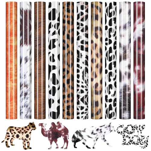 HTVRONT Leopard HTV Heat Transfer Vinyl - 11 Packs Cheetah Iron on Vinyl - color: Animal Print HTV
