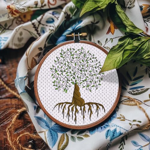 BENECREAT 4Sheets 24Pcs Trees Water Soluble Embroidery,11.7x8.3inch Branches Leaves Stick and Stitch Embroidery Paper Stabilizer for Shirts, Coats, Bags - color: Trees of Life