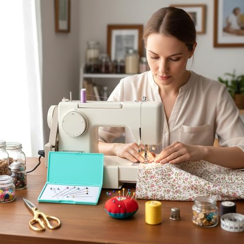 Magnetic Needle Holder, Magnetic Needle Case Rectangle Needles Tin Portable Sewing Needles Box for Pin Holders Organizer (Light Green)