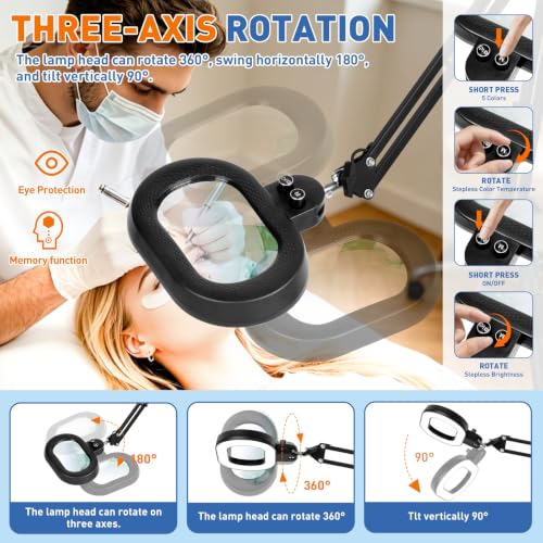 Floor Magnifying Glass with Light, 4 Wheel Stable Stand Base 12X - color: Black