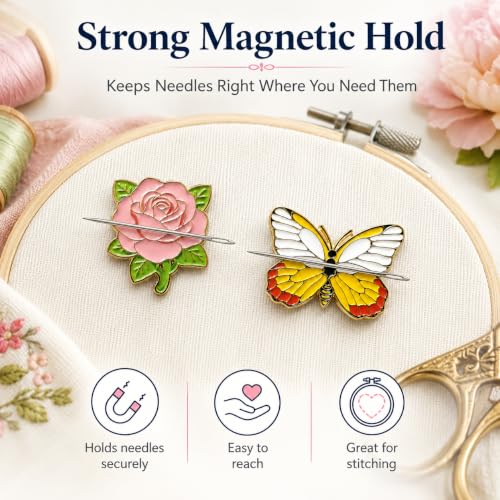 HENYANMHXH Needle Minder Magnet, Cute Magnetic Needle Holder - color: Bloom Wings