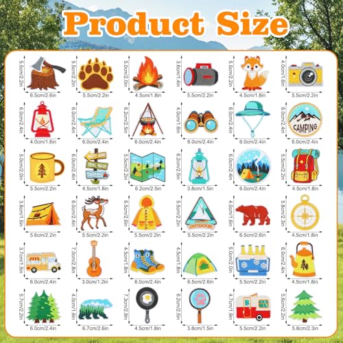 AUGSUN 36pcs Camping Iron on Patches Adventure Embroidered Sew Applique - style: Camping