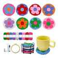 SEREDH Punch Needle Kit for Beginners Adults Easy Needle Punch Embroidery Set Including Threader Instruction Fabric Hoop Yarn Coaster DIY Making Kit Supplies,Set of 8 Flower Art Crafts Gifts - color: Flower