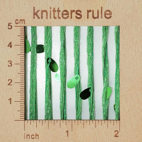 Artisanal Yarn Collection Multifiber Fancy Yarn for Knitting Crocheting Crafts DIY, Set of 3 Rolls (Grass Green Teardrop Sequins) - color: Grass Green Teardrop Sequins