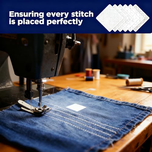 31 PCS Sashiko Stencils Kit with 3.9 x 3.9 Inch Geometric Sashiko Pattern(30PCS) and Needles Thread Tool Kit for Beginners Hand Quilting Mending and Embroidery - size: 3.9 x 3.9 (31PCS)