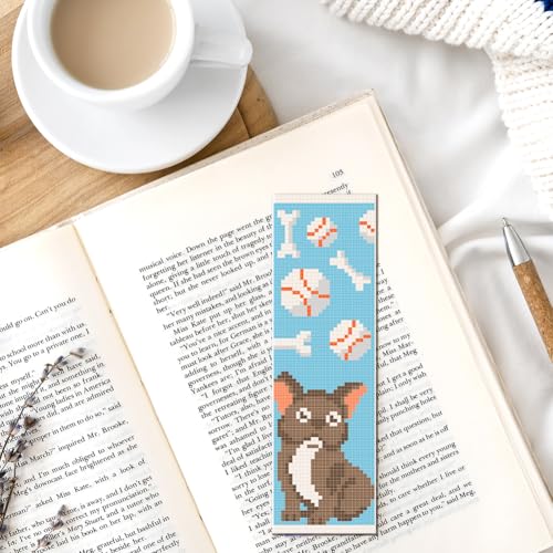 FREEBLOSS 12 Set Cross Stitch Bookmark Kits Colorful Pet Pattern Stamped Cross Stitch Kit 11CT Embroidery Kit with Instructions for Beginners 8 * 2.4inch - style: Simplified Animals