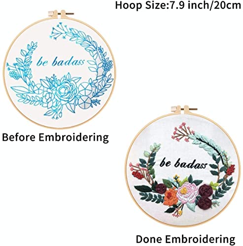 Louise Maelys Inspirational Flower Embroidery Kit for Beginners Handmade - color: Pattern 1